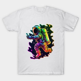 Colorful Astronaut in Space 3D Sticker #12 T-Shirt